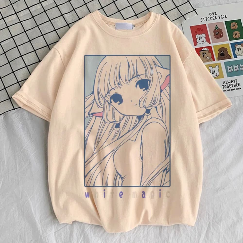 Chobits T-shirt girl University Comfortable Psychedelic Grunge T-shirt Punk Pop Culture University Aesthetic
