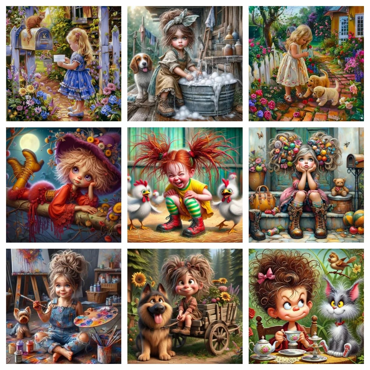 Cartoon Cute Kids Diy Diamond Art Painting Kits Craft Cozy Mosaic Embroidery Pretty Girls Fairy Cross Stitch Home Decor Toy Gift