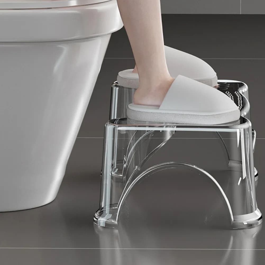 Sgabello Trasparente Antiscivolo per WC, Poggiapiedi per Bagno, Sgabello per Bambini e Adulti, Sedia per Doccia e Posizione Accovacciata