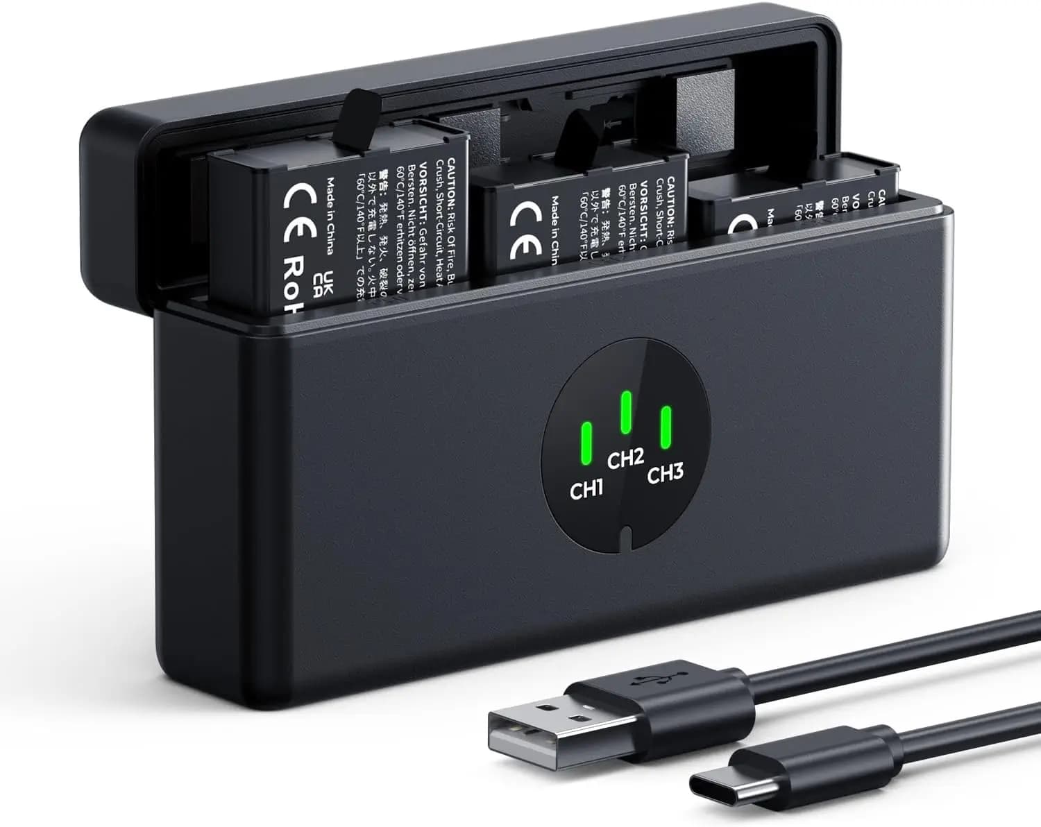 Set of 3 OSMO 360 batteries and chargers for DJI Action cameras, Compatible with Action 6/5 Pro/4/3 and OSMO 360 models