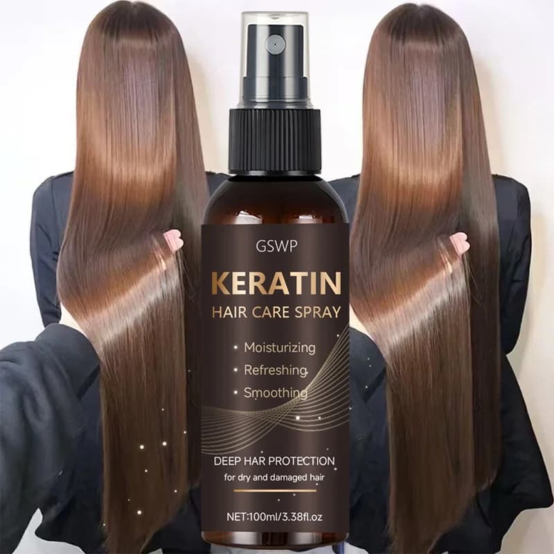 GSWP Keratin Hair Spray contiene olio di ricino e olio di argan, si assorbe rapidamente, idrata i capelli, li lascia non grassi. 100ml