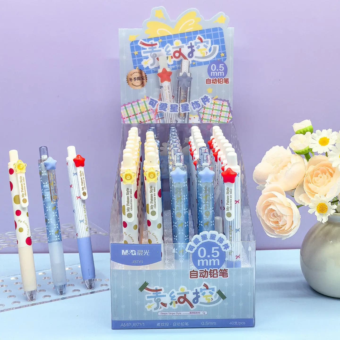 Wholesale 40pcs Charm Plaid Mechanical Pencils Aotomatic Pencils for Kids Writing Accessories Korean Stationery Items Bulk