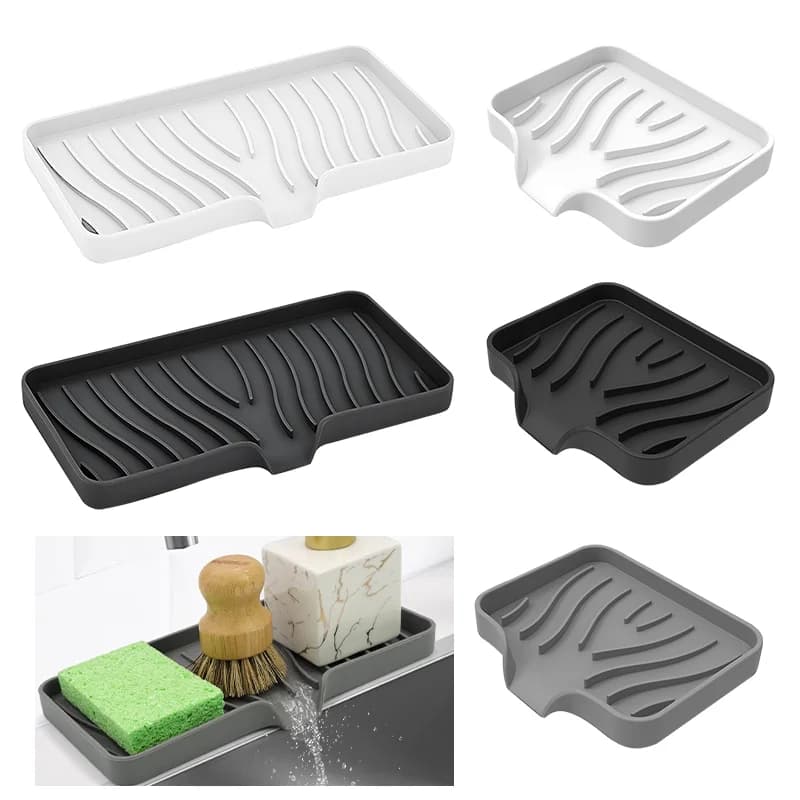 Scatola per sapone di scarico in silicone Porta spugna Vassoio per lavello antiscivolo Vassoio per sapone da tavolo creativo per lavello della cucina Scarico per bagno