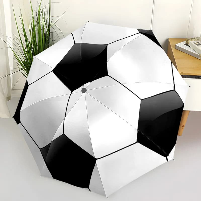 Ombrello con design a pallone da calcio, ottimo per l'uso all'aperto, facile da trasportare e robusto, un regalo meraviglioso per gli appassionati di calcio