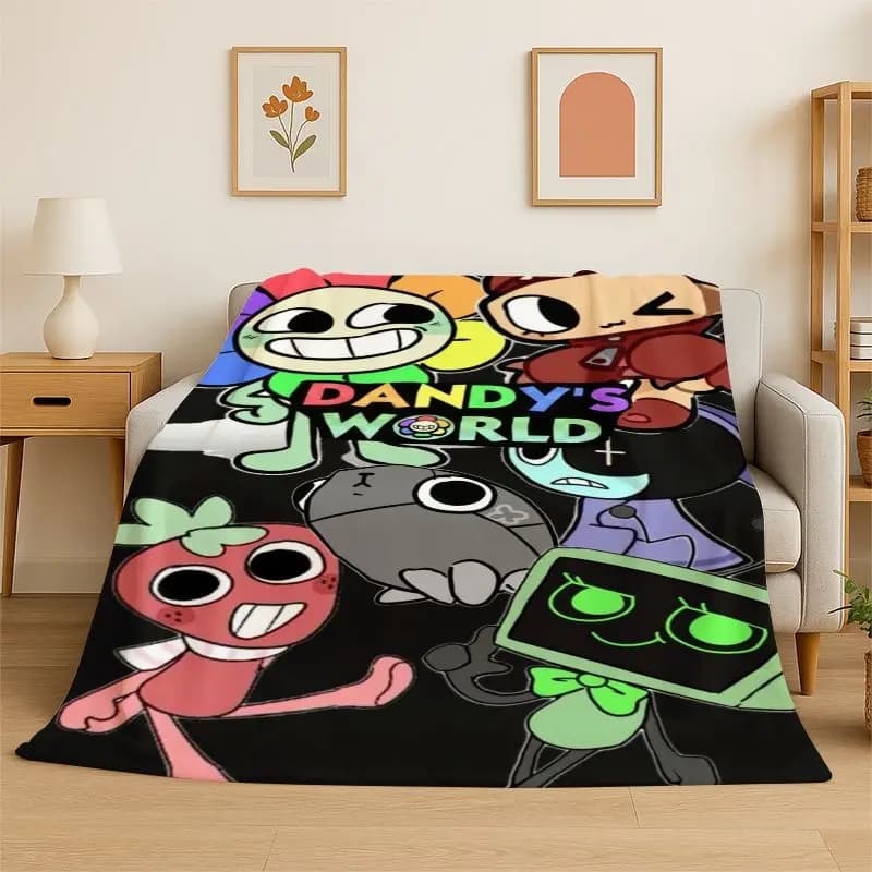 Game Dandy World Cartoon Soft Flannel Throw Blanket,Warm Cozy Blanket for Bed,Couch,Sofa,Bedroom,Living Room,Travel,Camping