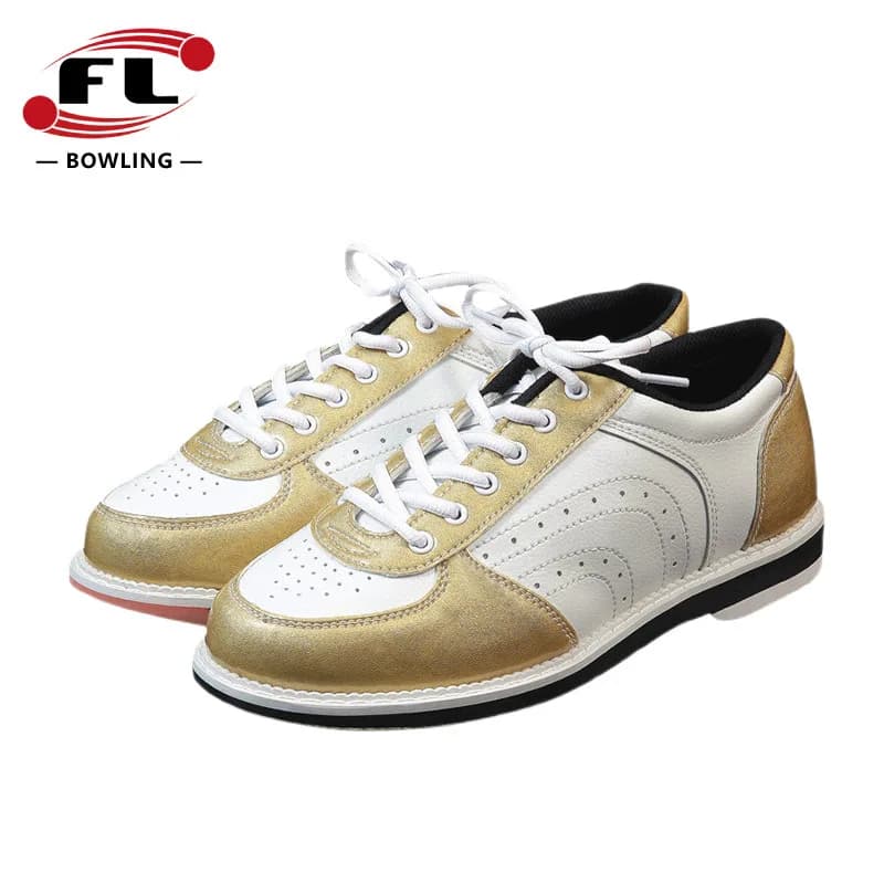 Men's and Women's Leather Breathable Professional Bowling Shoes, 46-47 Big Sizes, Bowling Wheel Resistant