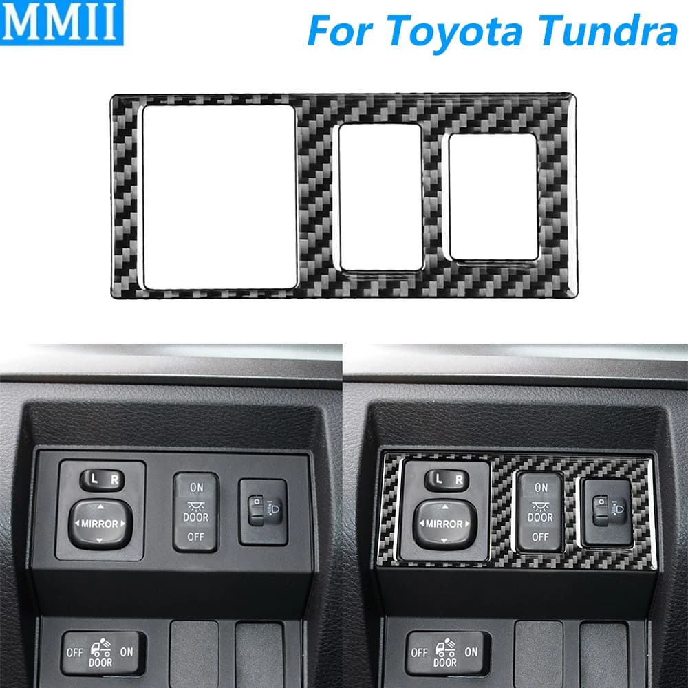 For Toyota Tundra 2014-2021 Carbon Fiber Rear Mirror Foldable Control Panel Cover Trim Car Accessories Decoration Wall decal