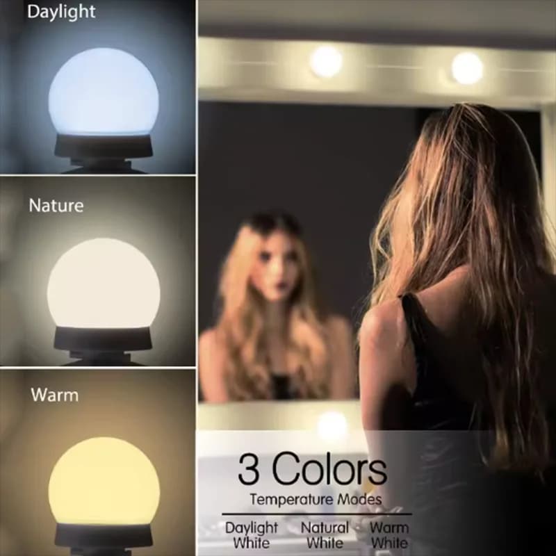 Lampada LED Staccabile per Specchio da Trucco Professionale, Luce USB per Specchio Cosmetico, Illuminazione LED per Tavolo da Trucco Stile Hollywood