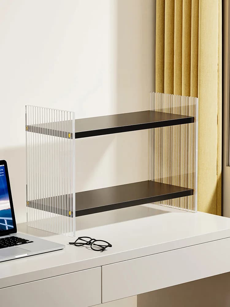 Acrylic Office Desk Organizer Multi-layer Storage Rack Simple Modern Style Plastic Display Shelf for Business Settings