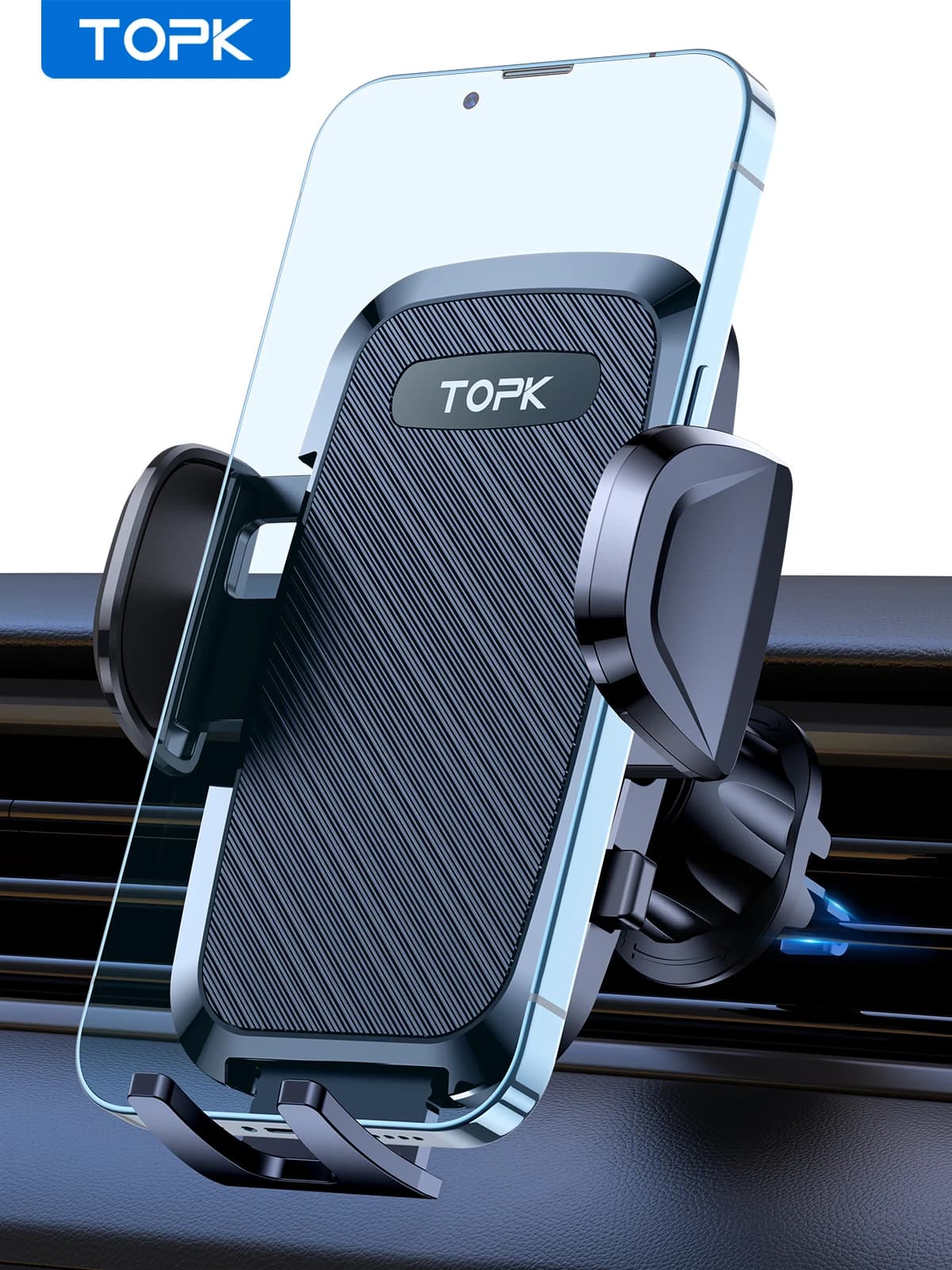 TOPK Supporto universale per telefono da auto con clip a gancio Supporto per presa d'aria per auto 360 ° Supporto universale per telefono cellulare con rotazione per cellulare