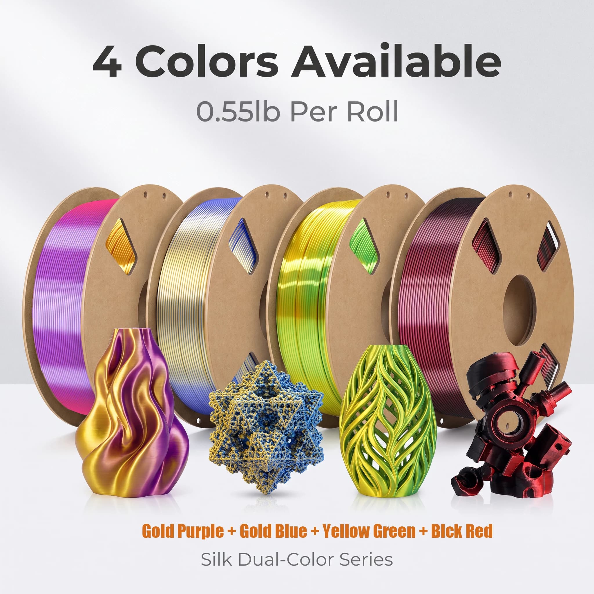 Silk Dual Color PLA Filament 1.75mm Two Tone 3D Printer Filament Shiny Silk 3D Printing Material For FDM 3D Printer