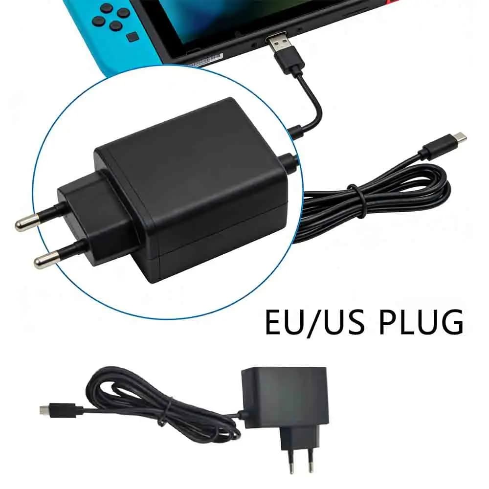 2 Adattatori di Alimentazione EU/US per Nintendo Switch 5V-2.4A, Caricabatterie AC per Base Nintendo Switch