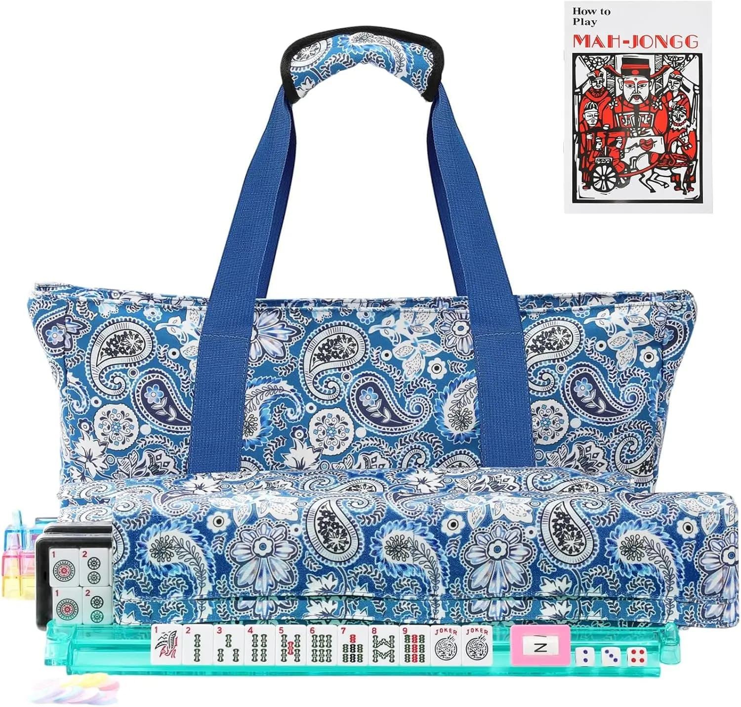 Set Mahjong Americano, 166 Tessere Bianche Premium, 4 Supporti/Spingitori Tutto-in-Uno, Borsa per il Trasporto