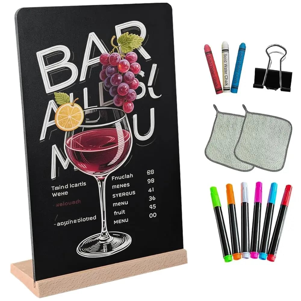Lavagna da tavolo, dotata di base in legno massello, 7,9x12″, piccola lavagna, per caffetterie, ristoranti, bar, lavagna per menu, pubblicità