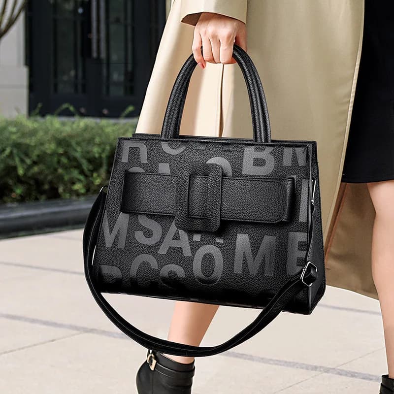 Borsa a mano con motivo a lettera di lusso da donna invernale nuova borsa a tracolla in pelle PU borsa tote con manico di design di marche borsa da donna