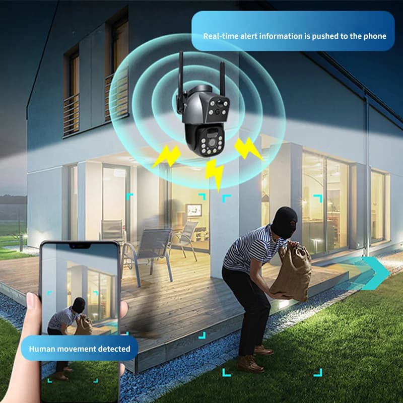 4MP Ubox APP Dual Lens Solar Power 4G PTZ IP Dome Camera Full Color AI Rilevazione umanoide Sicurezza CCTV Baby Monitor