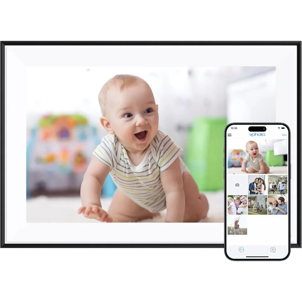 Cornice digitale WiFi da 10,1 pollici con schermo touch IPS 1280x800, rotazione automatica, condivisione di foto e video tramite app, idea regalo