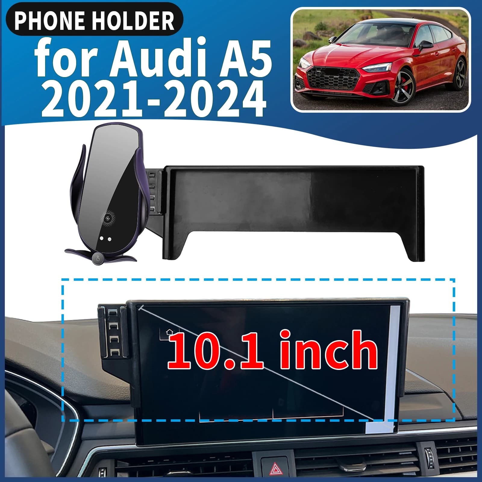 Supporto per telefono da auto da 10,1 pollici compatibile con Audi A5 2021-2023 2024, specifico per il veicolo, navigazione GPS, facile installazione, accessori