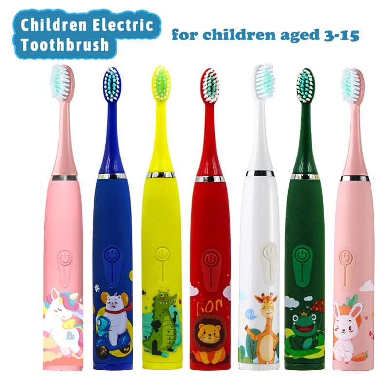 Children's Sonic Electric Toothbrush Cartoon Kids with Brush Head Replacement Ultrasonic Electric Toothbrush