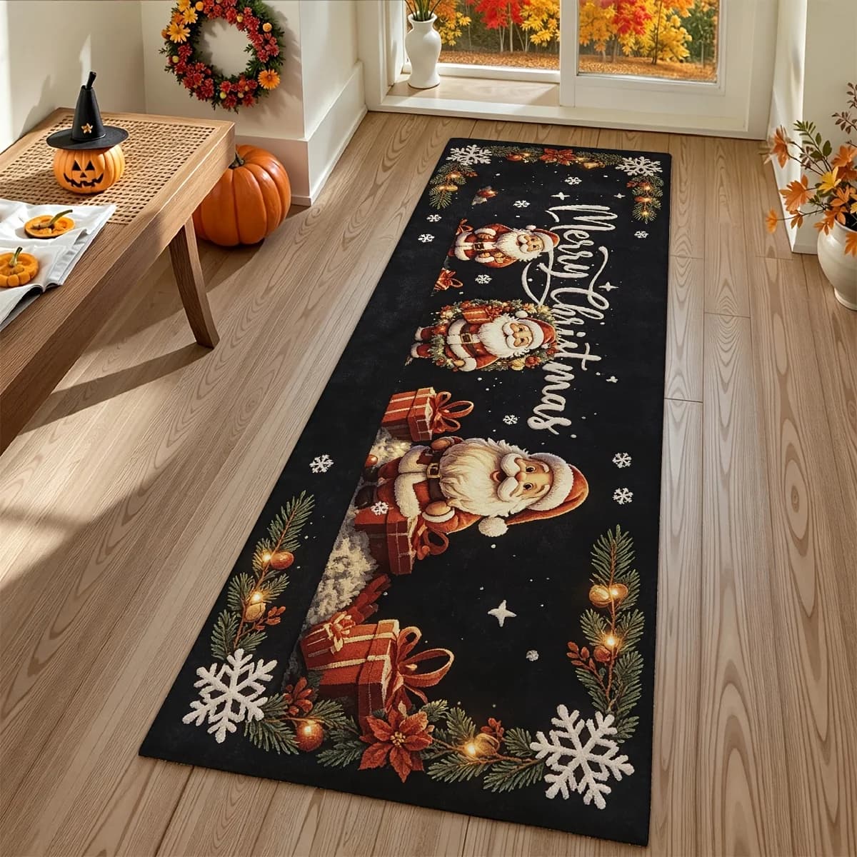 Christmas Santa Claus Gift Graphic Floor Mat Office Dining Room Front Door Carpet Patio Laundry Corridor Long Area Rug
