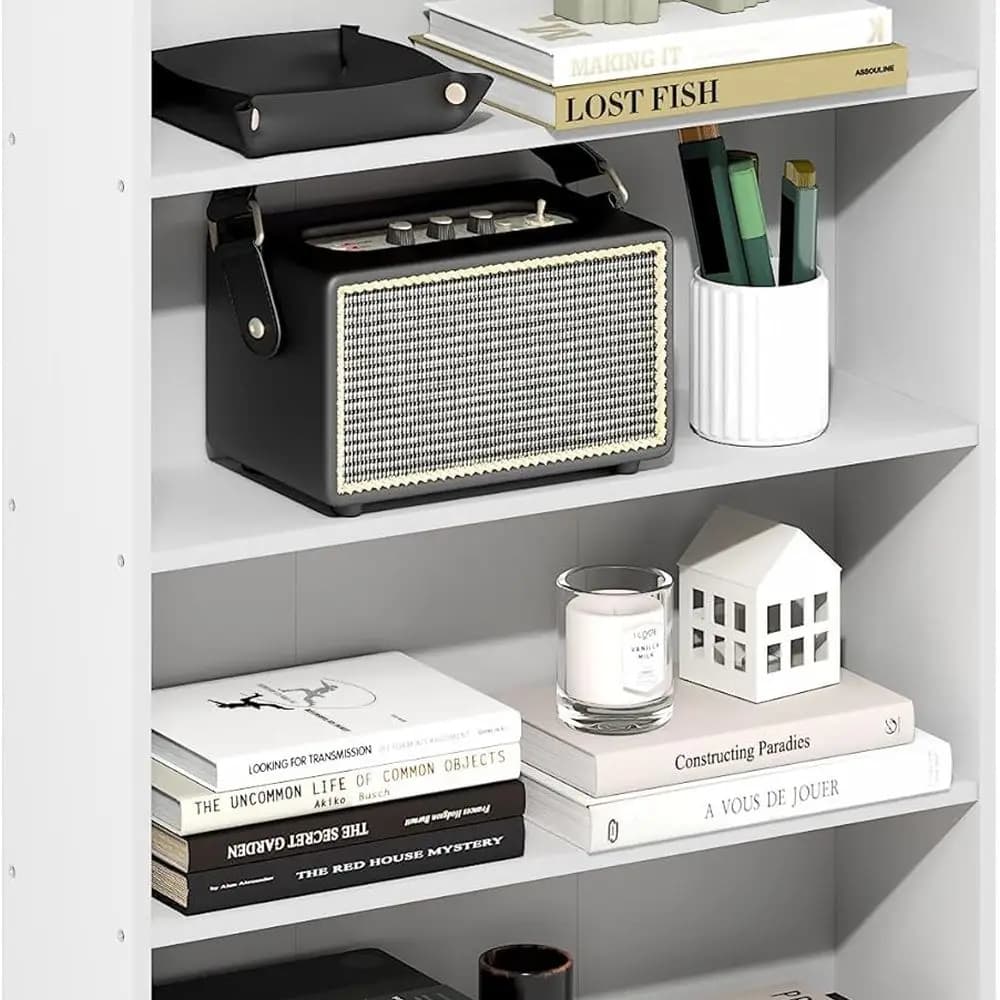 Basic book shelf, 4-level library with open shelf, library, organizer for storing cubes, 6 x 24 x 35, for living room, bedroom, house