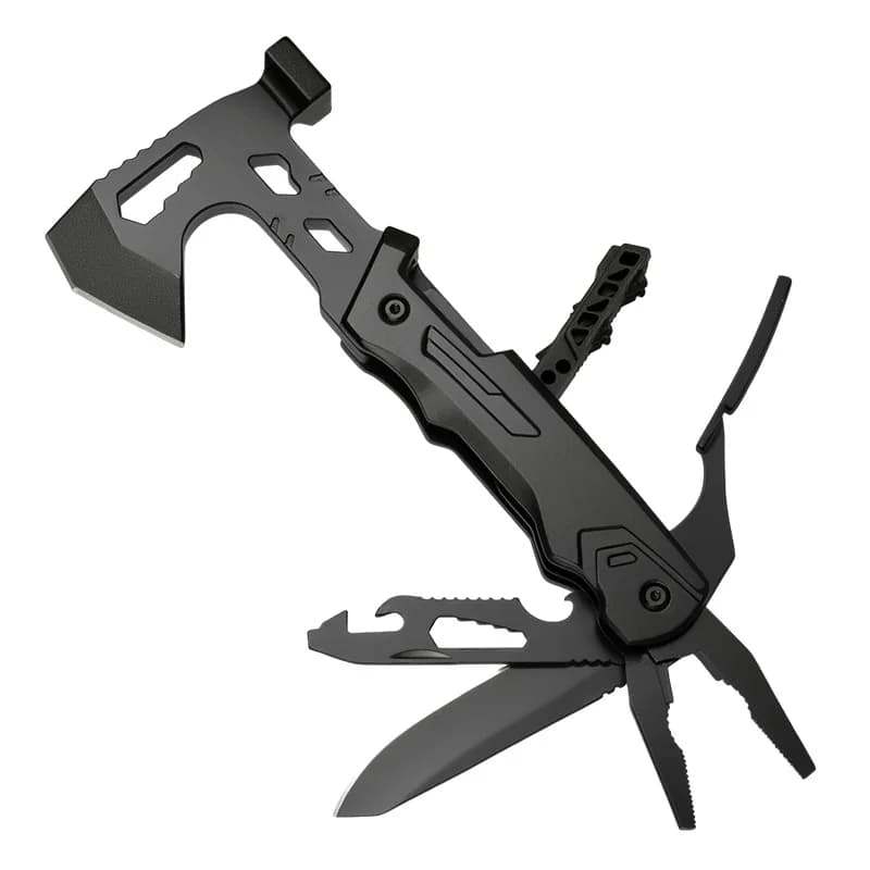 Combinazione di strumenti multifunzionali per esterni Martello ascia Pieghevole portatile portatile Martello di sopravvivenza Testa Chiave di sopravvivenza Coltello EDC