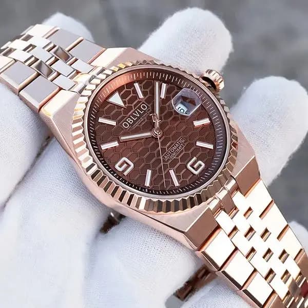 OBLVLO Orologio Automatico da Uomo 40mm Orologio da Polso Meccanico di Lusso Impermeabile 50m Vetro Zaffiro Luminoso Miyota 8215