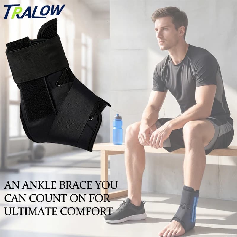 TRALOW Supporto per Caviglia Regolabile e Traspirante, Fascia Compressiva per Uomo e Donna, Protezione Anti-Disarticolazione per Corsa, Escursionismo e Sport