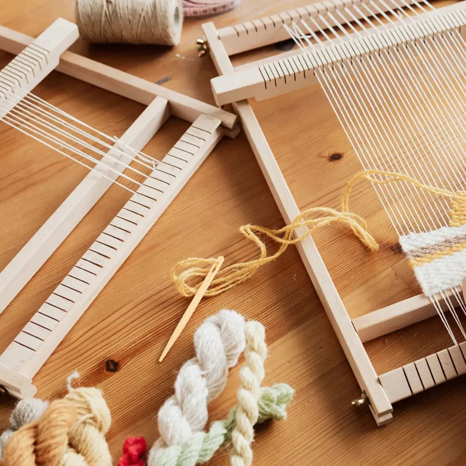 3Pcs Wood Knitting Needles Set Circular Design Large Eye Rounded Tip Natural Material Seamless Knitting Experience Craft Crochet