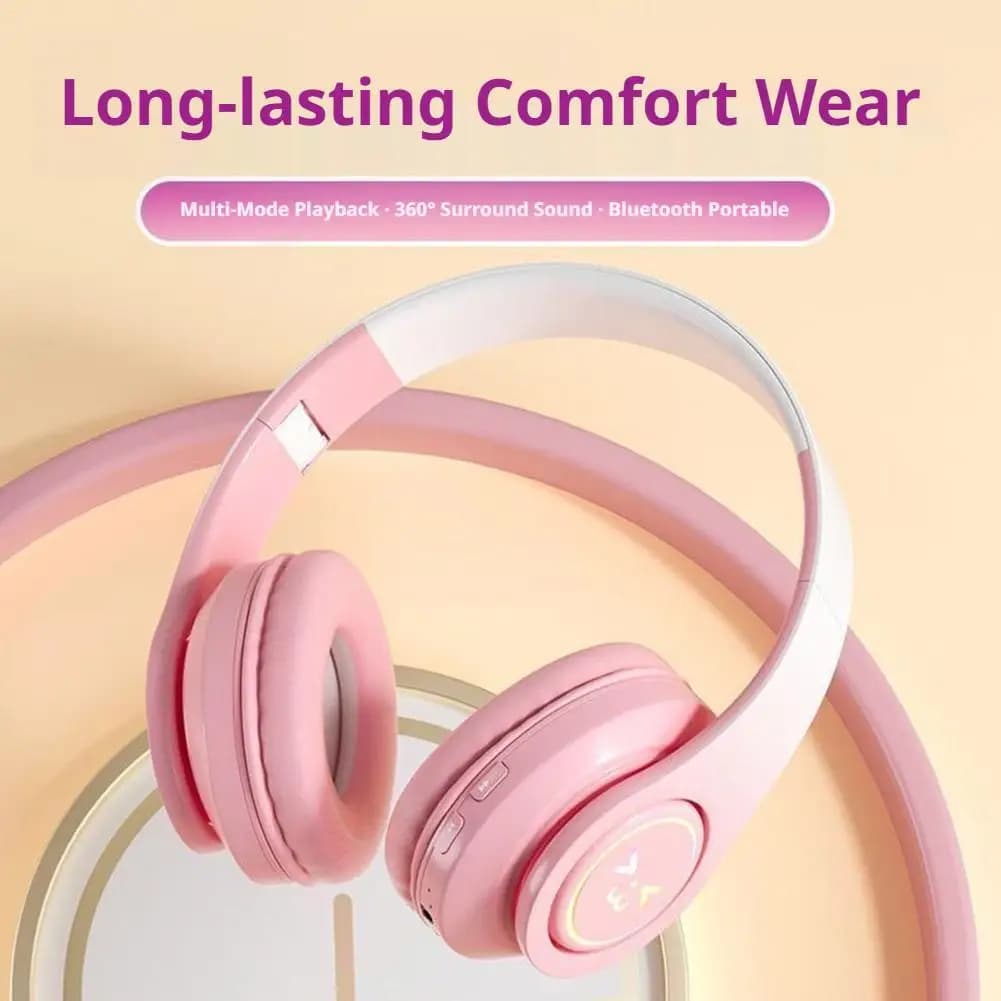 Nice Bluetooth folding headphones 5.3 with long-lasting battery, 360 ° Over-Ear headphones with Audio Surround for Children and Gaming