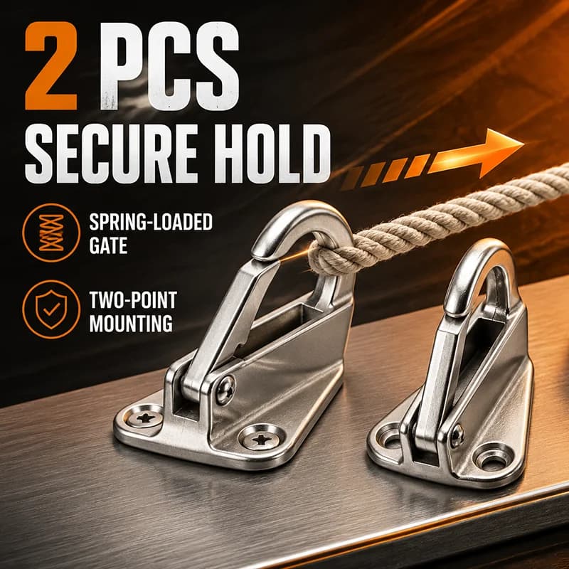 2 Pack Stainless Steel Spring Snap Hooks, Marine Fender Rope Attachment Clips, Boat Hardware Accessories