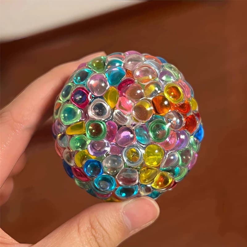 New Fidget Ice Cube Colored Beads Squeeze Squishy Balls Hand Exercise Sensory ADHD Anxiety Stress Reliever Toys For Kids Adults