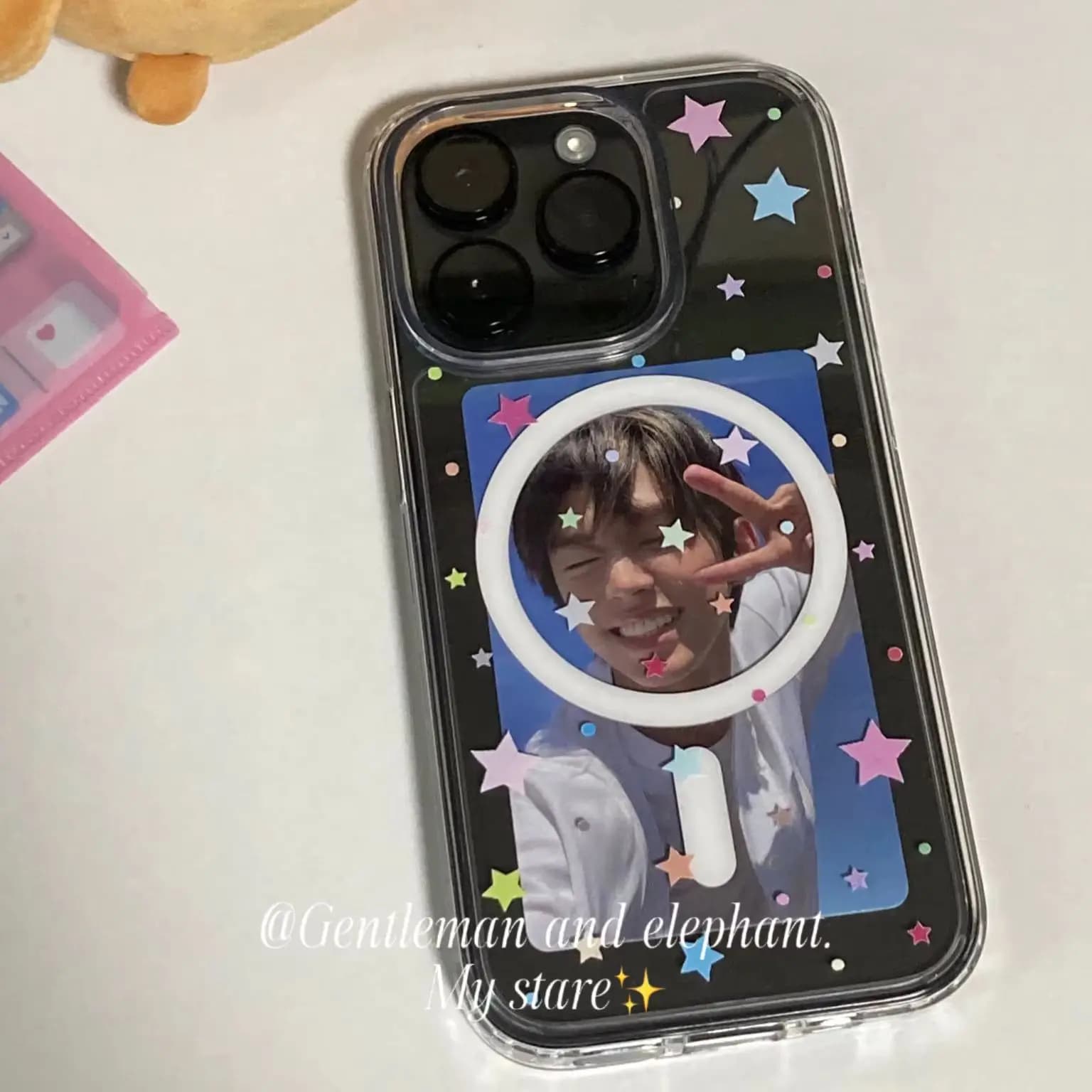 Korean Ins Colorful Stars Transparent Phone Case For Magnetic iPhone 17Air 17 16 15 14 13 12 11 Pro Max Plus Sweet Y2K Cover