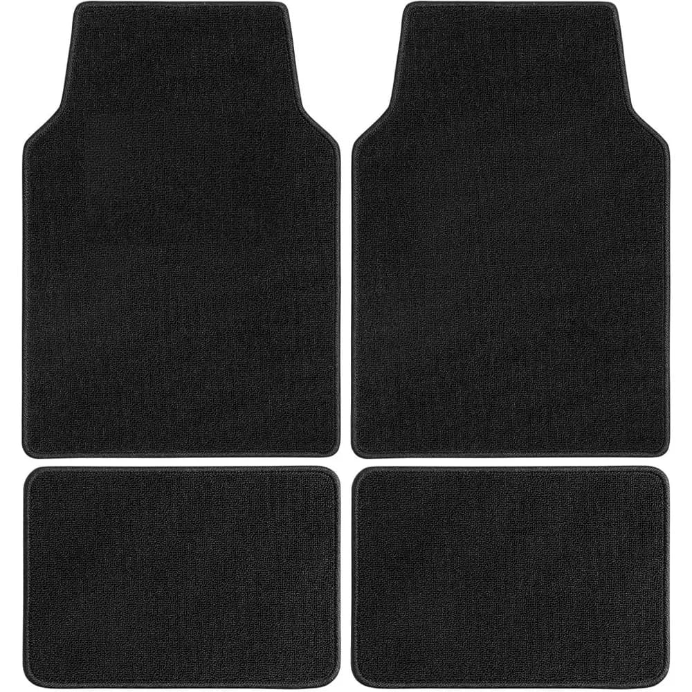 Tappetini Auto in Moquette Nera per Tutte le Stagioni, Set da 4 Pezzi con Protezione in Vinile per il Tallone, per Protezione Completa del Veicolo