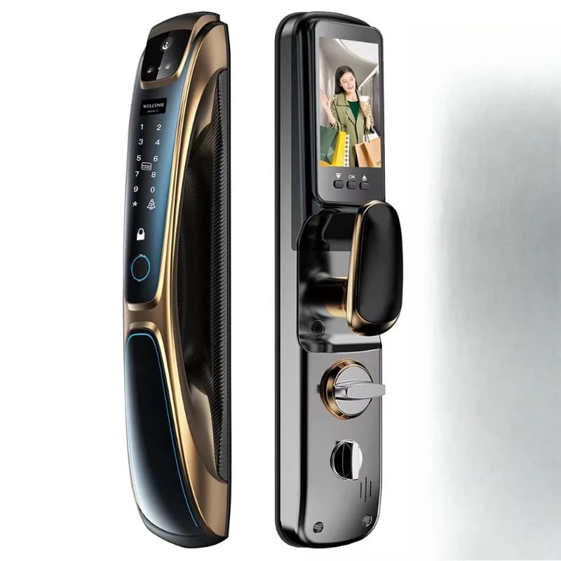 High-quality gold smart lock Tuya facial recognition fingerprint smart door lock with home camera