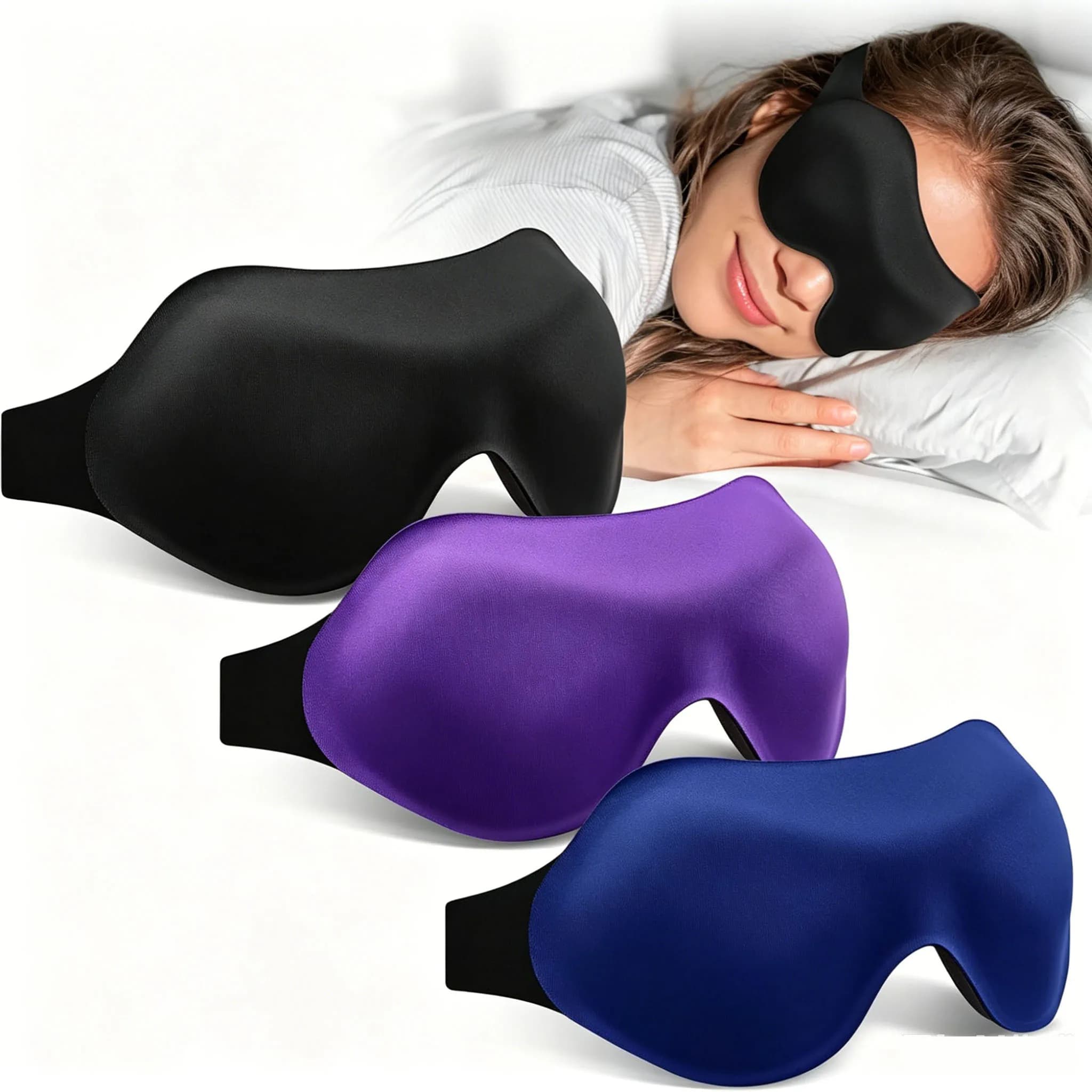 Maschera per Dormire 3D Regolabile Adatta per Uomini e Donne Senza Pressione sulla Maschera Oculare Oscurante per Bloccare la Luce, Ausilio per il Sonno