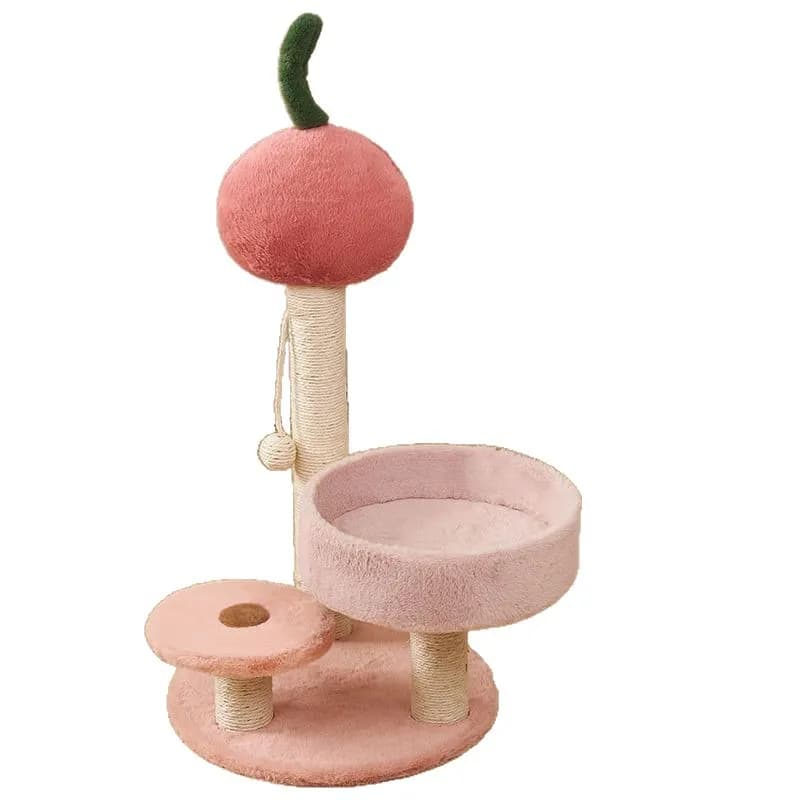 Tiragraffi Integrato per Gatti con Cuccia, Piccolo Albero per Gatti, Tiragraffi e Kit Giocattoli per Animali Domestici