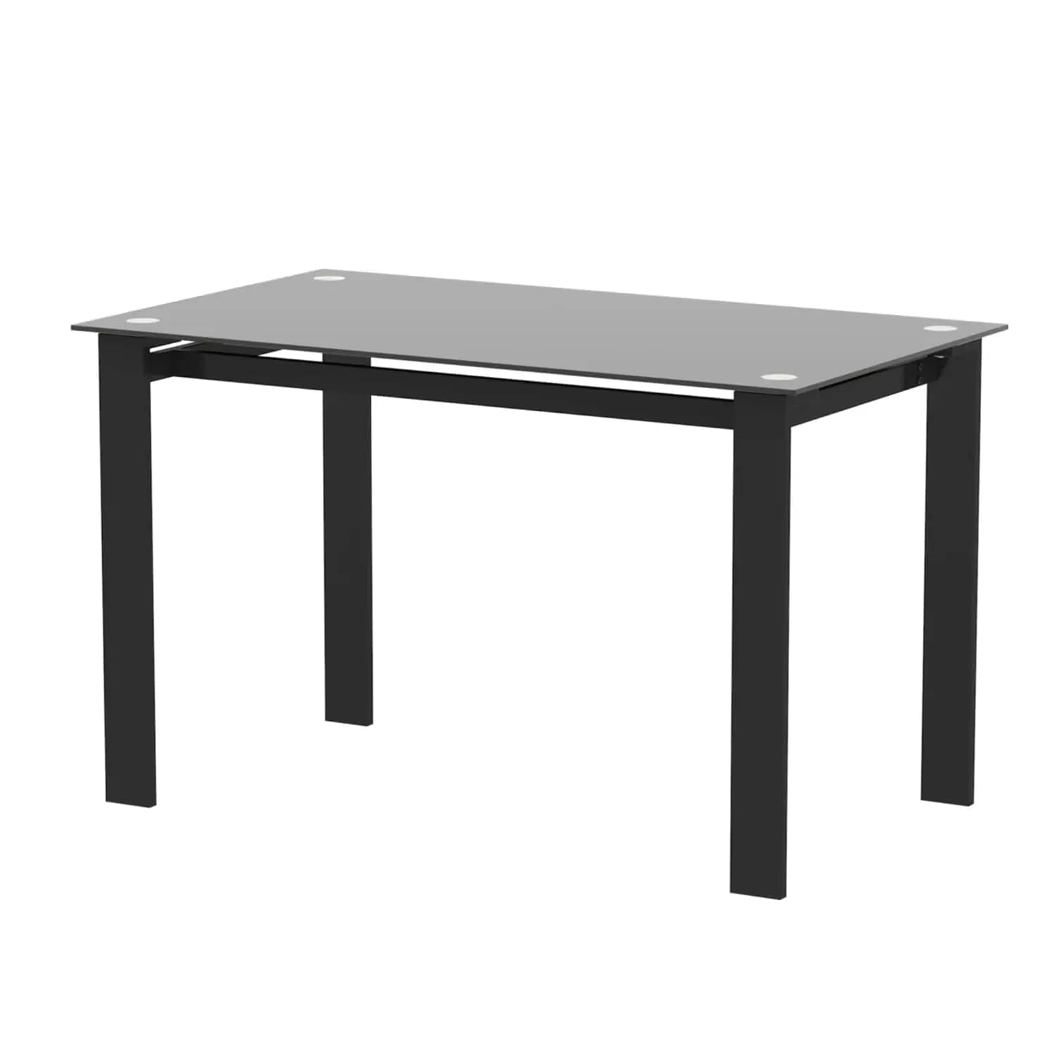 Tavolo da Pranzo in Vetro Temperato con Gambe in Metallo Nero, Rettangolare, Multi-Posto, per Cucina, Soggiorno, Giardino, Design Semplice, Personalizzabile