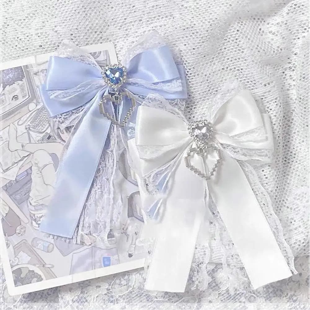 Kit fiocco per nastro fai da te per ItaBag Nastro dolce Fiocco in pizzo Cuore Clip con diamanti Gir LLolita Zaino Decorazione con ciondolo Accessori per borse