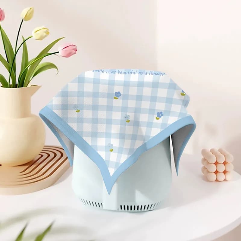 VIKAMA Fresh Checkered Short Plush Cover, Soft Multi-Purpose Dust Protector for Household Air Fryer