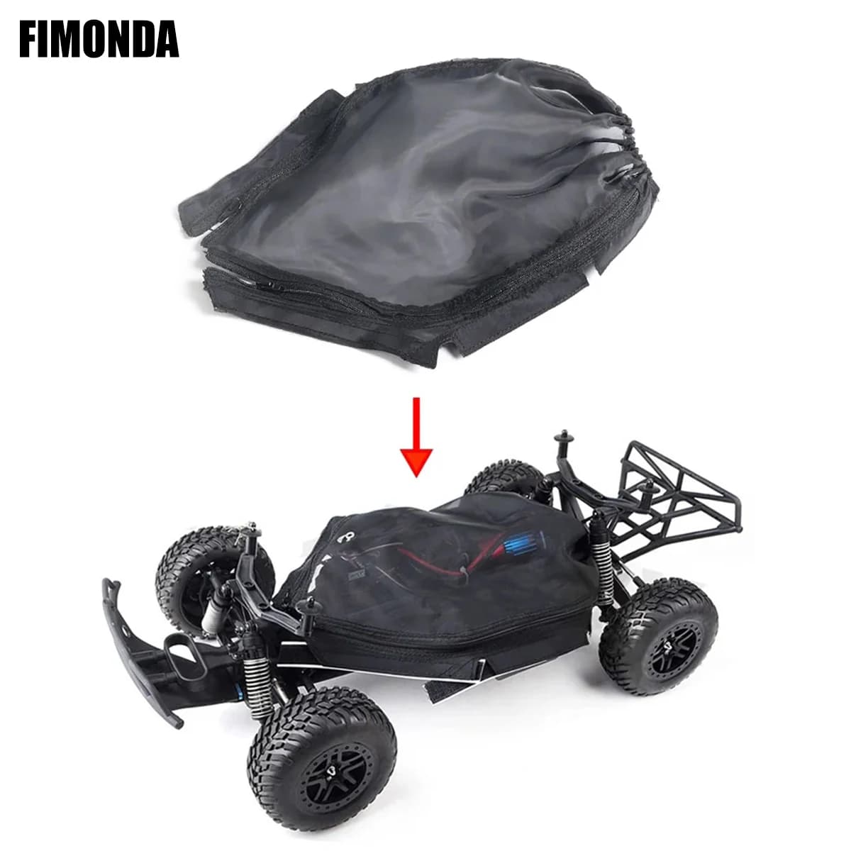 Copertura antipolvere a prova di fango in rete di nylon tipo cerniera per telaio di camion per percorsi brevi 1/10 RC, adatta per Traxxas Slash Huanqi HQ 727 Remo Hobby