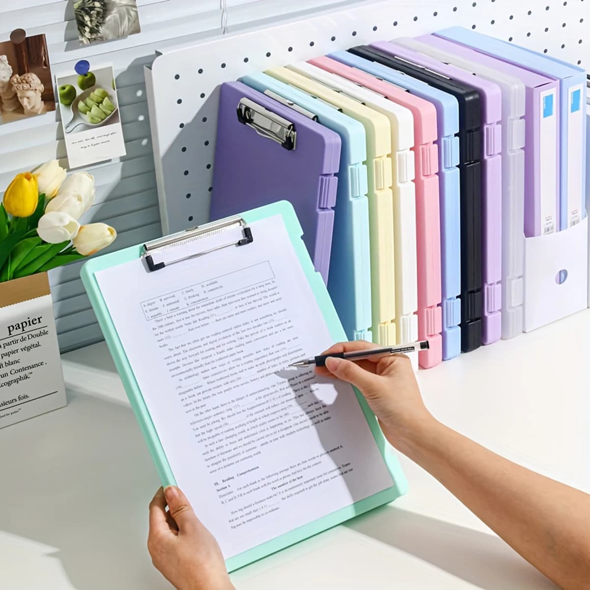 1 piece A4 document holder box, 2 in 1 multifunctional storage box for A4 documents and photos, portable organization tool for office