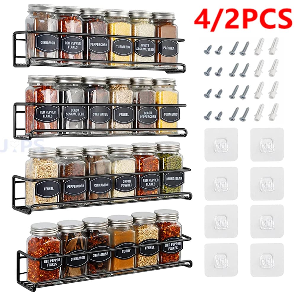 Organizer for Mirrors from Wall 4/2 Pieces, Mirror Door Metal Space Saving, Organizer for Spice Jars to Hang at Kitchen Door