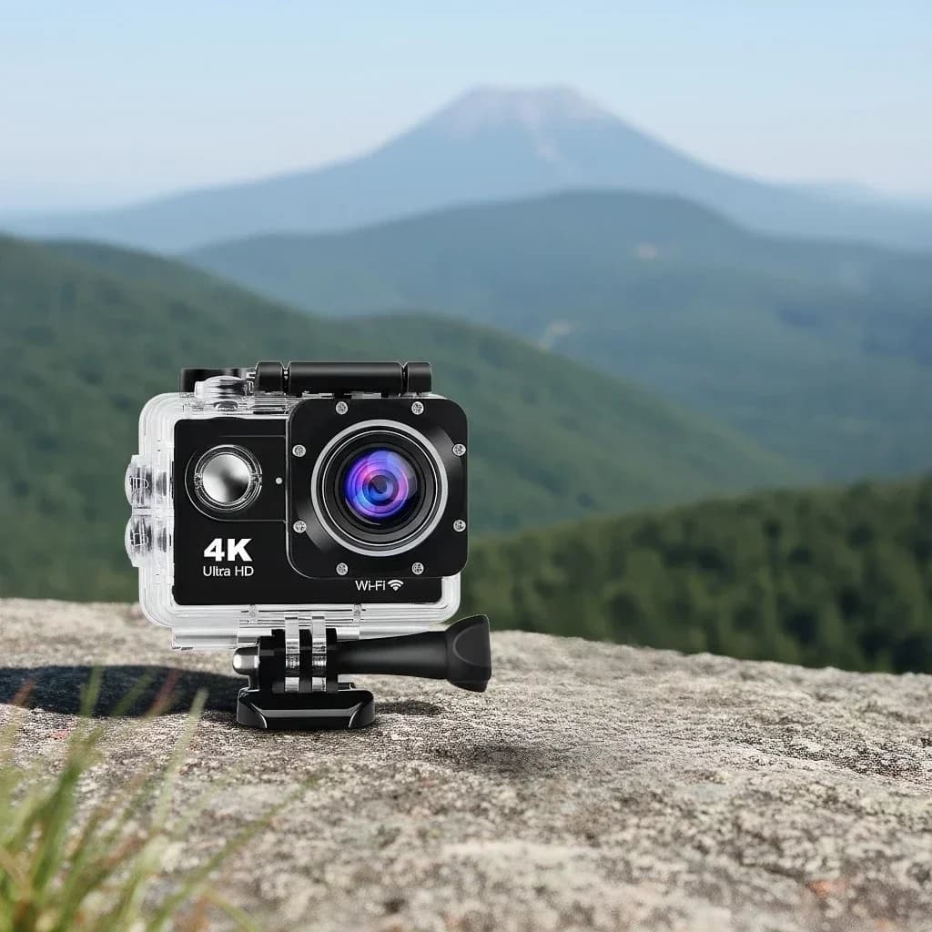 4K 170 ° Videocamera Subacquea, Telecamera per Casco con WiFi e Schermo Touch da 2.0", Videocamera Sportiva 30FPS