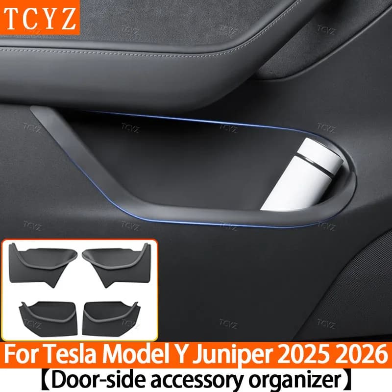 Car Side Fully Covered Door Storage Box for Tesla Model Y Juniper 2025 2026 Gate Slot Anti Dirty Storage Tidying Accessories