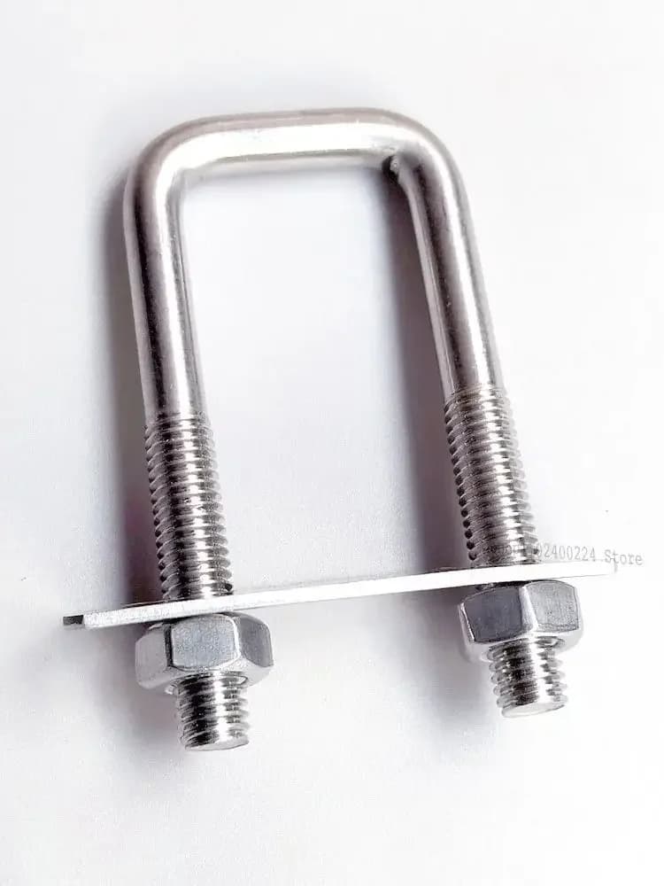 Morsetto a U in acciaio inox 304 M6810, bullone a testa quadrata, morsetto per tubo quadrato, bullone ad angolo retto con deflettore, morsetto quadrato HW20-200mm