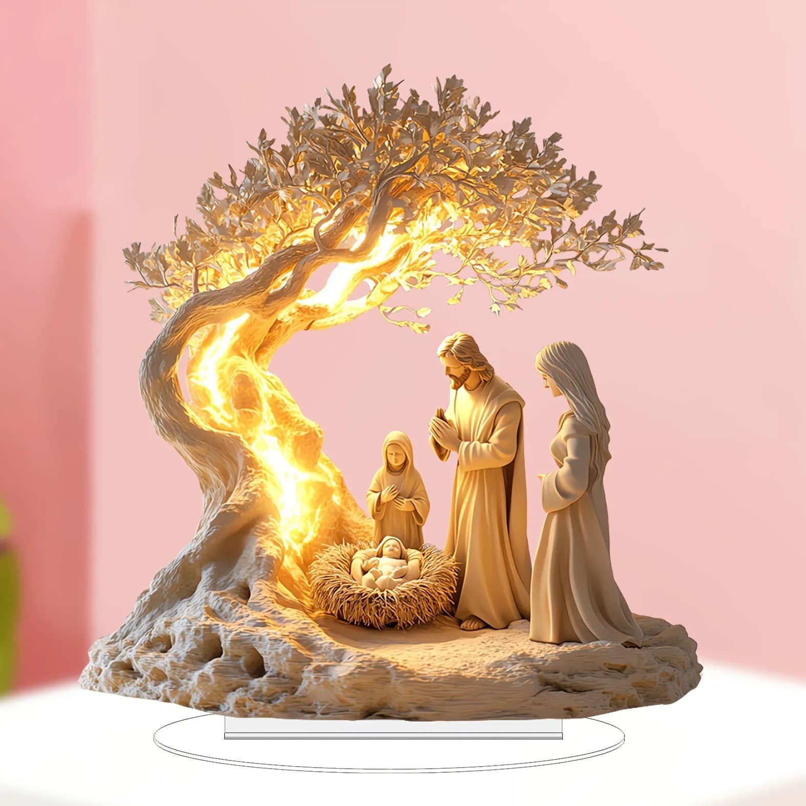 2D Decoration Plated with Tree under the Moonlight, Religious Theme Inspired by Popular Culture, Artworks for Home and Office, Gift