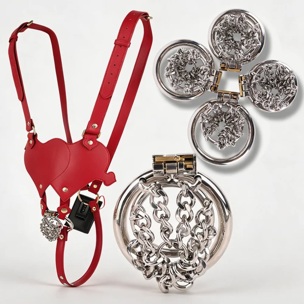 LEZEE Electric Shock Chastity Lock Wearing Pants Body Bondage Harnes Auxiliary Chastity Belt Chain Penis Cages BDSM Sex Toy