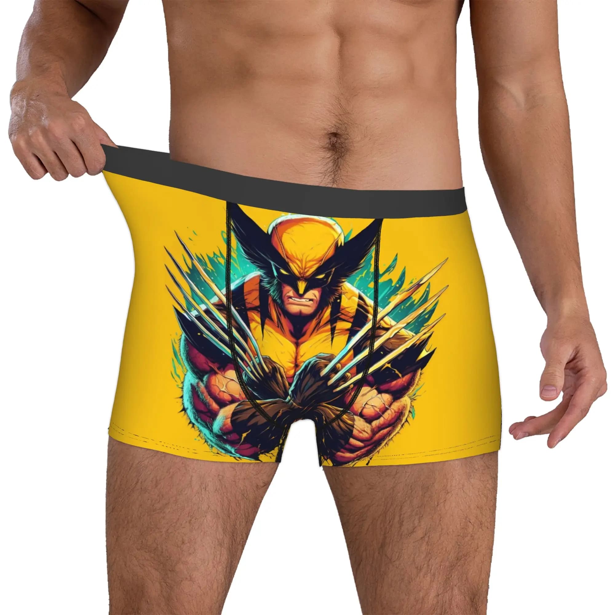 Boxer personalizzati W-Wolverines da uomo, slip a tema fumetti e animazione, intimo divertente