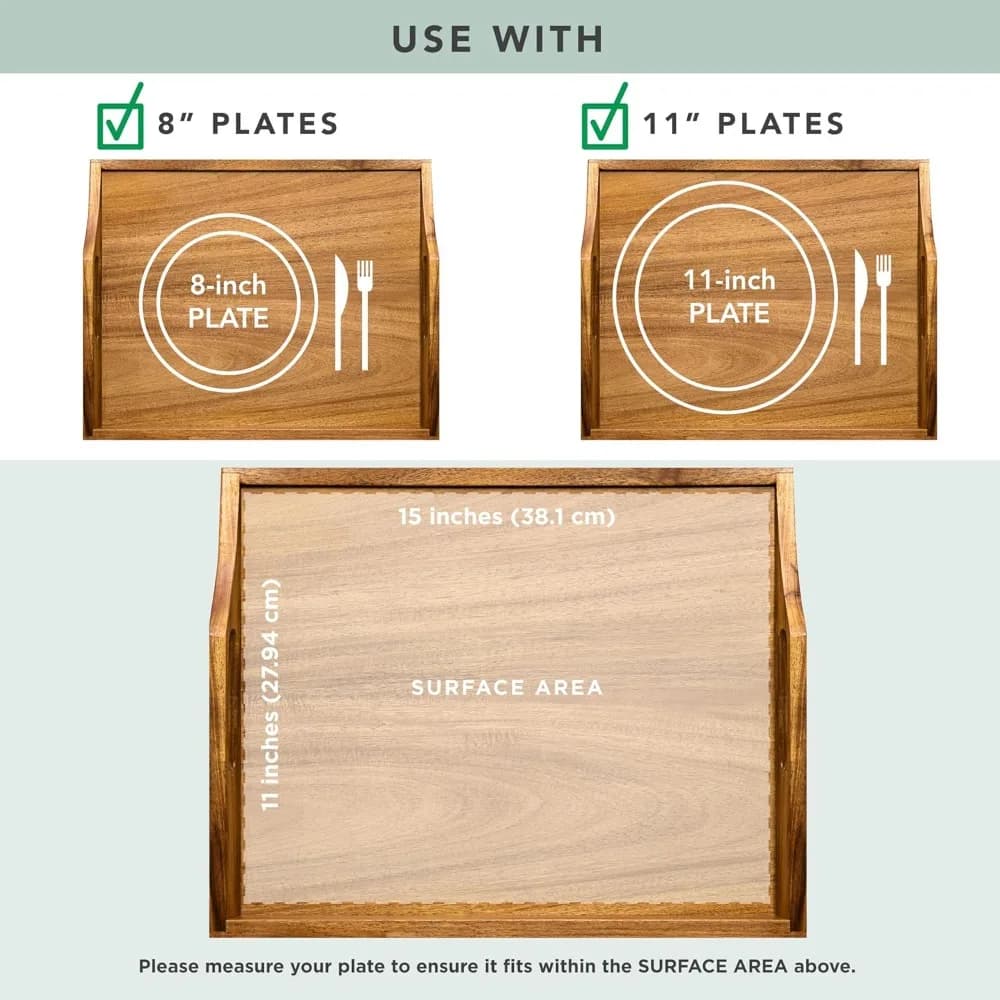 Set di 2 Tavolini da Letto in Legno di Acacia con Cestino Portaoggetti per Laptop fino a 15,6 Pollici, Spedizione dagli Stati Uniti, Colore Naturale